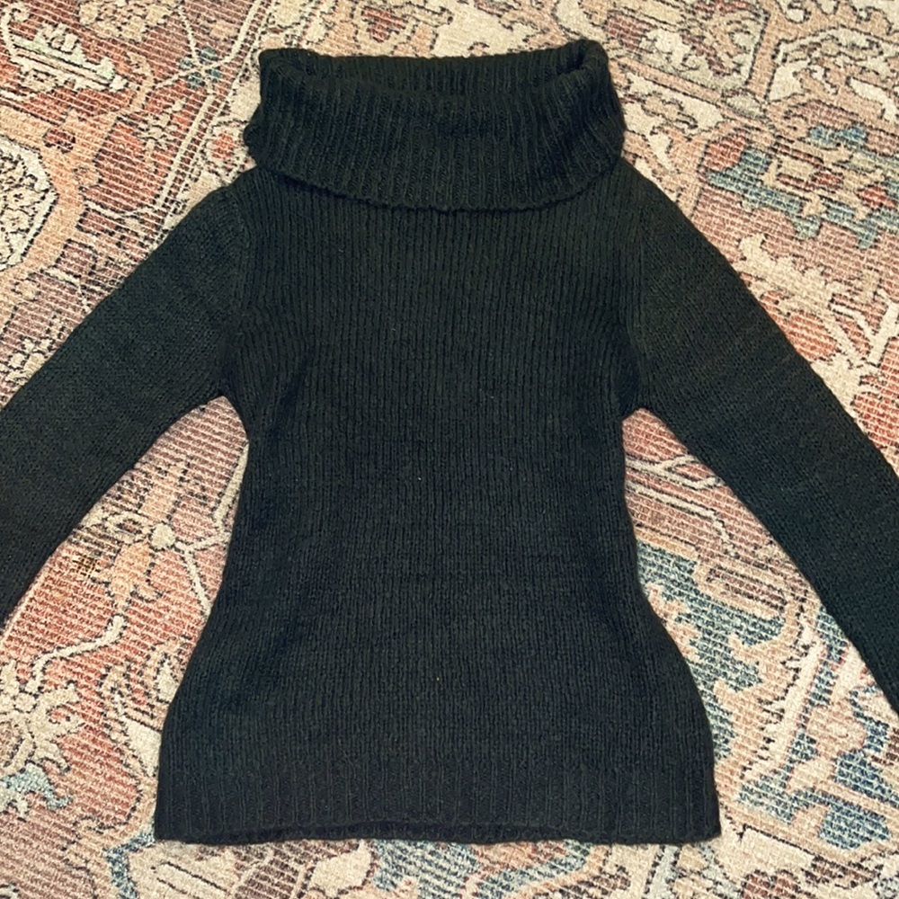 GREY Knitted turtle neck sweater, long sweater , fits most (medium)